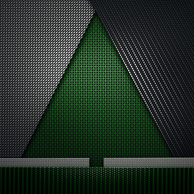 クリスマスや新年のためのグリーンブラックカーボンファイバーテクスチャードファーツリーシェイプマテリアルデザイン