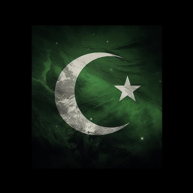 Photo a green and black flag with a green background with a green and white star.