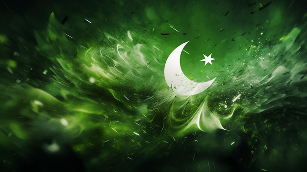 Зелено-черный флаг с белой звездой на зеленом фоне.