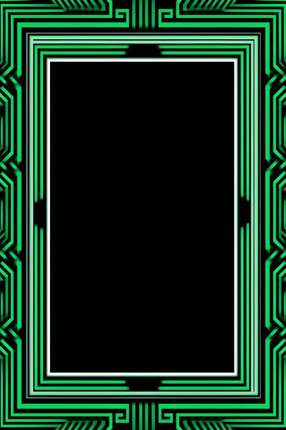 a green and black frame with a circuit board pattern