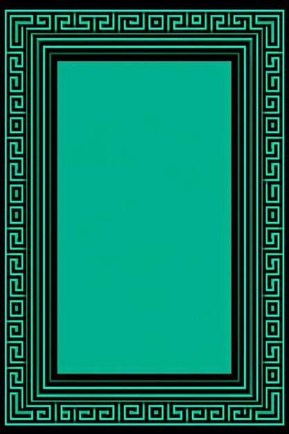 A green and black frame with a greek pattern