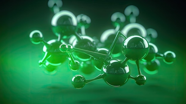 A green and black image of a molecule with the word molecular on it