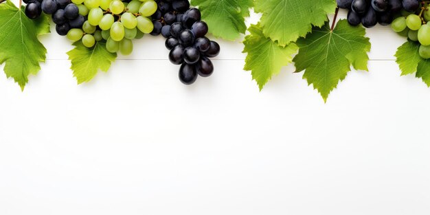 Green and Black juicy grapes on white background