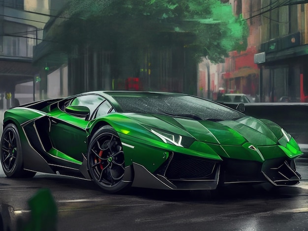 Photo green black lamborghini car