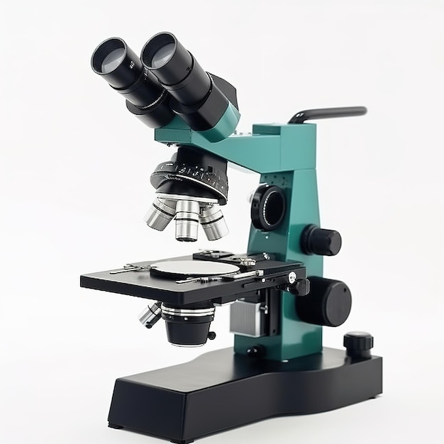 A green and black microscope with the word lab on it