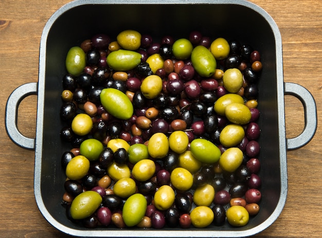 Green and black olives