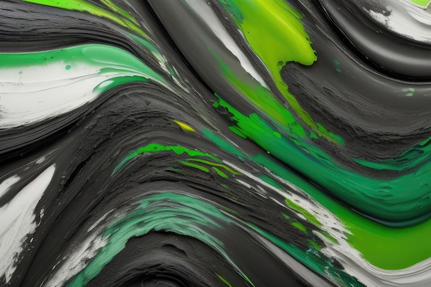 A green and black painting with the word green on it