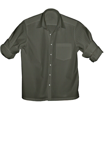 A green and black shirt with a green and red checkered pattern