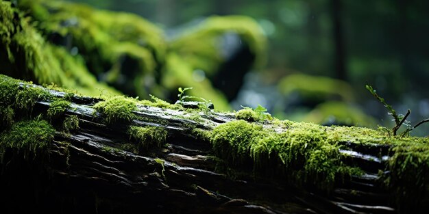 Green blanket of moss adorns a fallen tree whispering tales of the forest