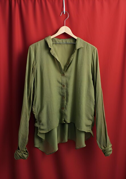 Green blouse on a hanger