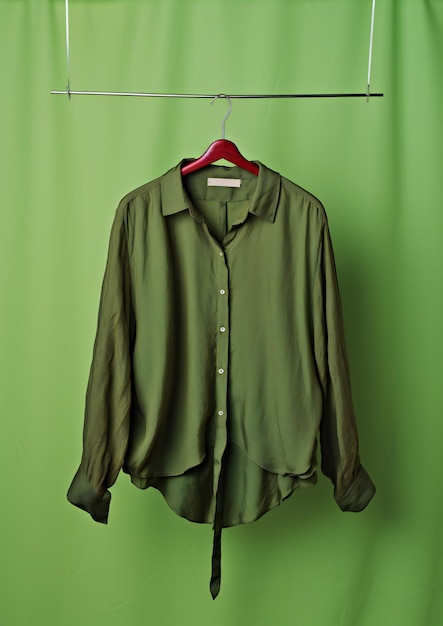 Green blouse on a hanger