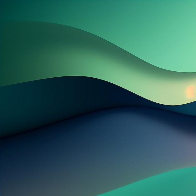 a green and blue abstract painting of a wave and a green background.