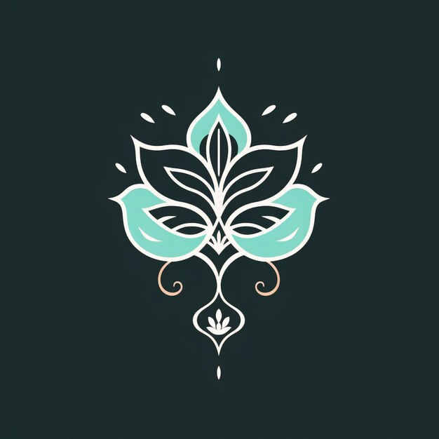 a green and blue design with a green flower on it.