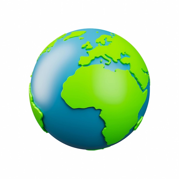 a green and blue globe with the world on it