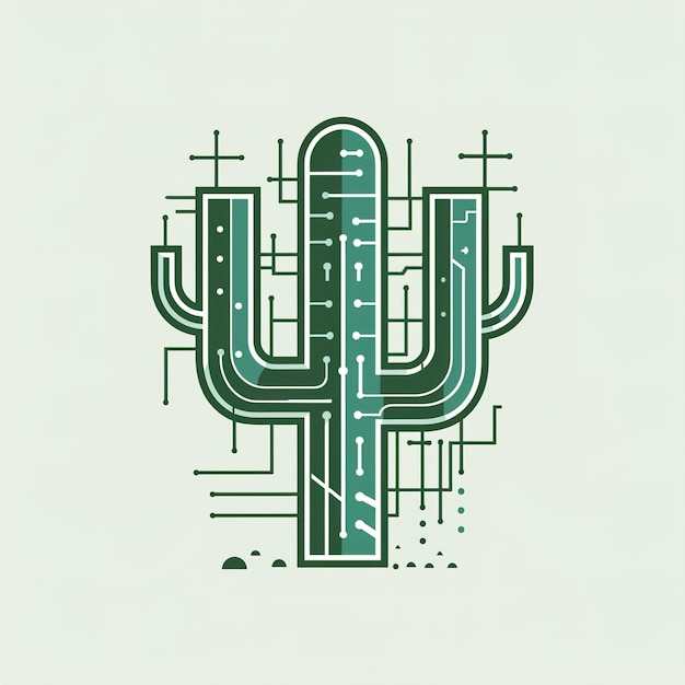 a green and blue image of a cactus