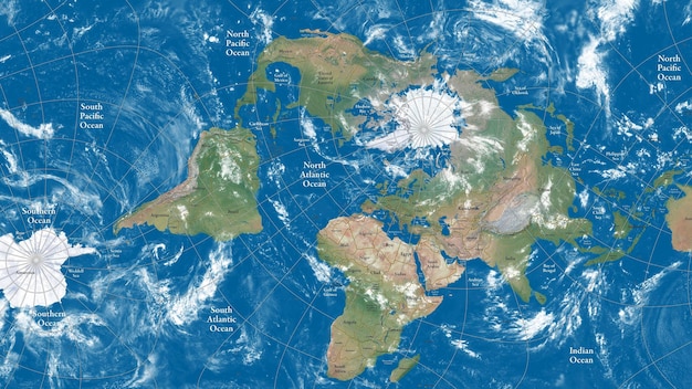 緑と青の地図 世界地図 大陸 雲 海 大気