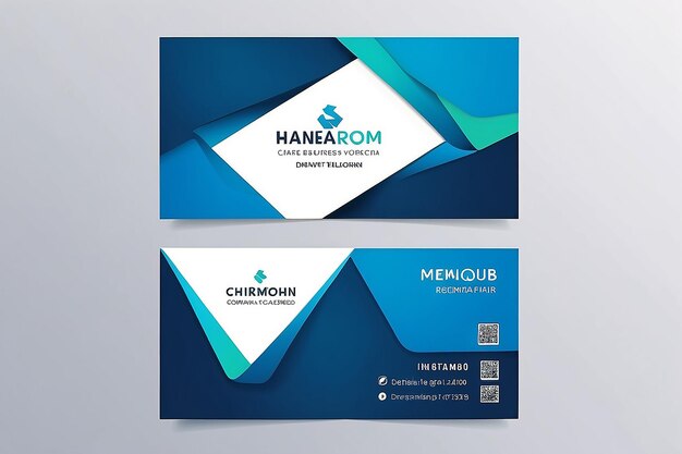 Photo green and blue modern creative business card and name cardhorizontal simple clean template vector design