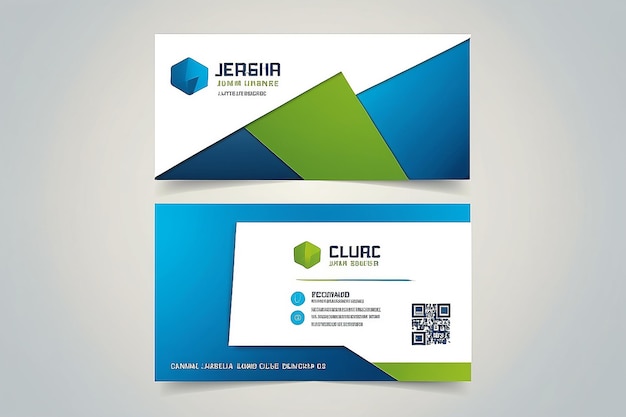 Photo green and blue modern creative business card and name cardhorizontal simple clean template vector design