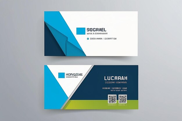 Photo green and blue modern creative business card and name cardhorizontal simple clean template vector design