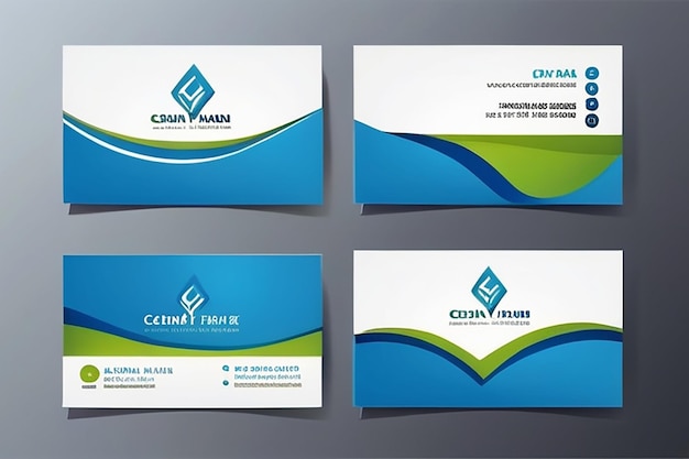 Photo green and blue modern creative business card and name cardhorizontal simple clean template vector design