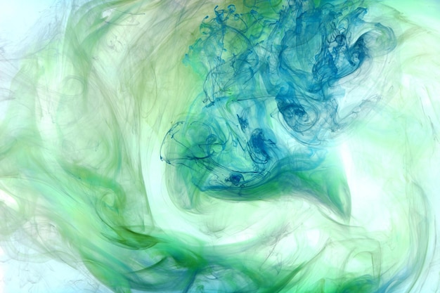 Green blue smoke abstract background acrylic paint underwater explosion