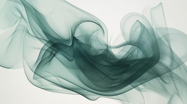 A green and blue smoke is shown against a white background.