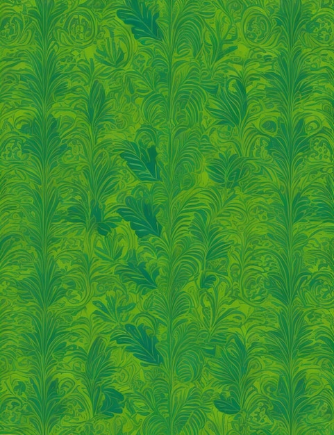 Green and blue wallpaper with leaf pattern