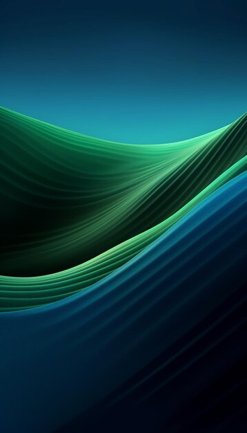 green and blue waves on a blue background.