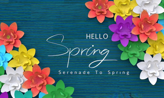 Green blue wooden background wallpaper flora flower plant blossom leaf red yellow orange purple green color symbol decoration hello springtime season march month font text calligraphy3d render