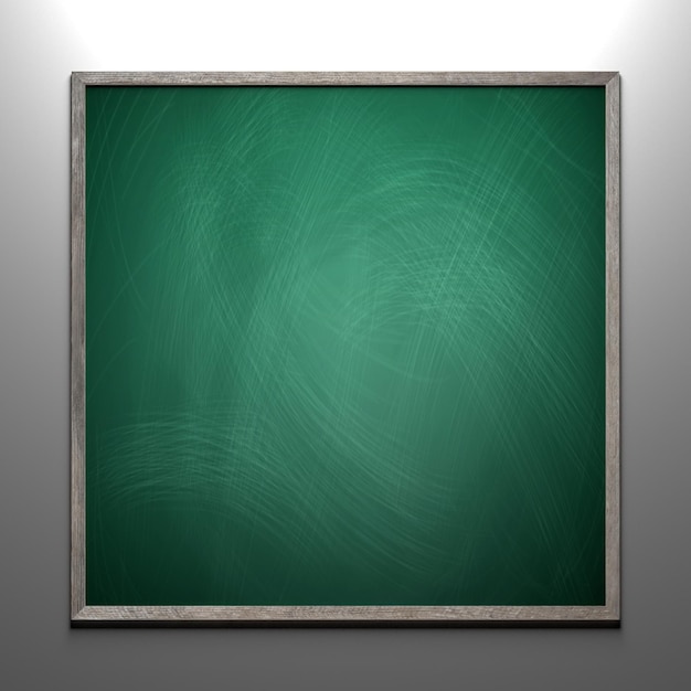 Green board with frame hanging on a wall