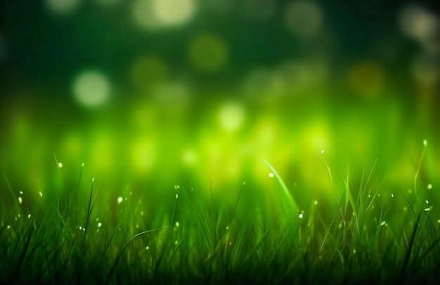 A green bokeh background with grass