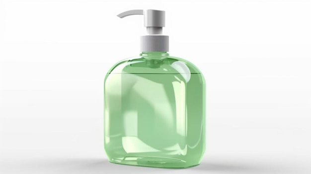 Photo a green bottle of soap with a clear pump.