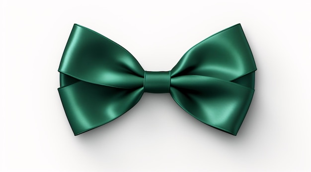 a green bow tie on a white background