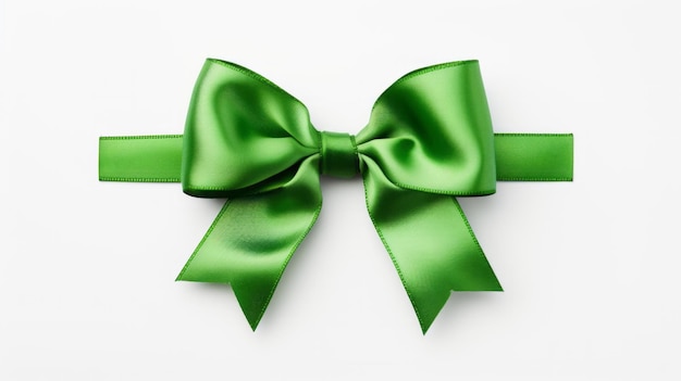 Green bow on white background gift present decor for birthday valentine or christmas