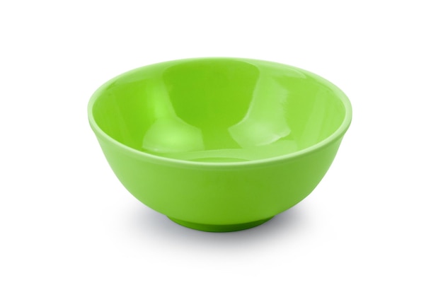 흰색 배경에 고립 된 녹색 그릇
