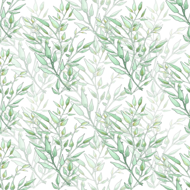 写真 白い背景の幾何学的なシームレスパターンの緑の枝