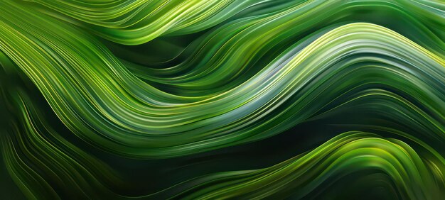 Photo green bright waves art blurred effect background abstract creative graphic design