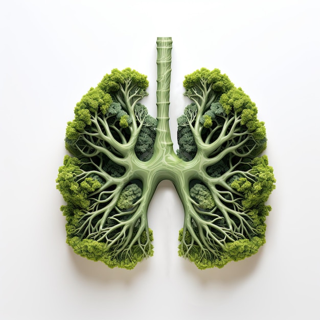写真 人間の肺の形をした緑色のブロッコリー