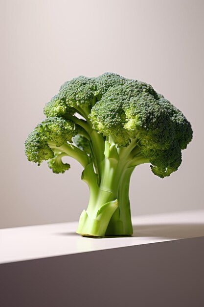 Photo green broccoli on white plain surface