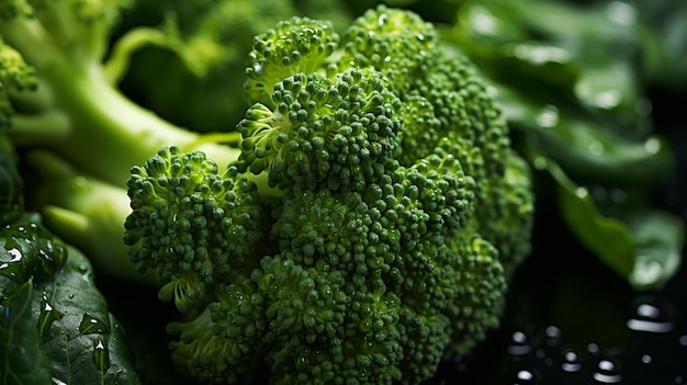 Foto broccoli verde con gocce d'acqua