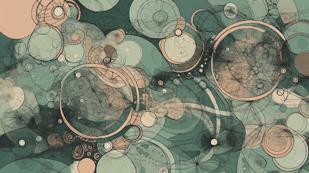 A green and brown background with circles and circles.