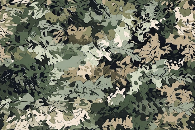 A green and brown floral pattern with leaves.