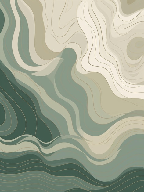波の形をした緑と茶色の壁紙