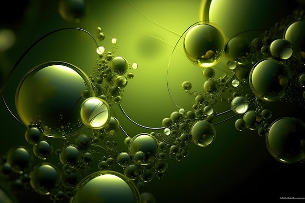 Green bubbles and green bubbles are shown on a green background.