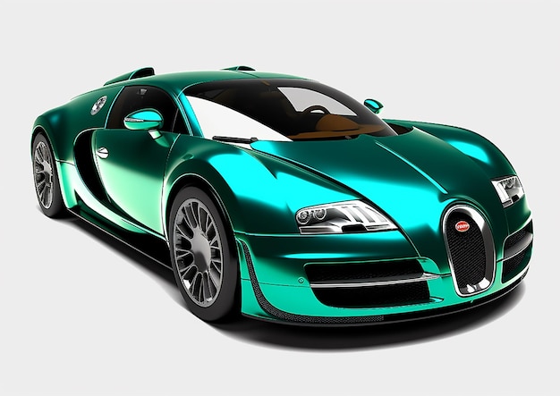 A green bugatti veyron with a black top.