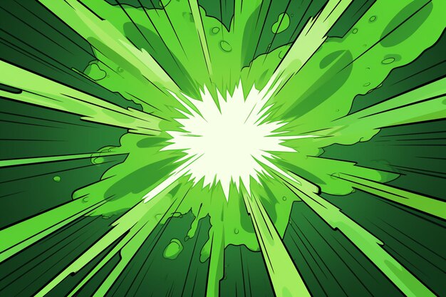 Green burst comic zoom rays colorful background