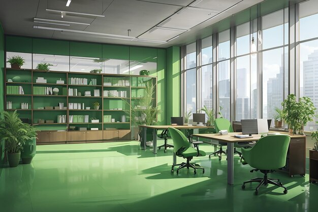 Green business meeting and working room on office