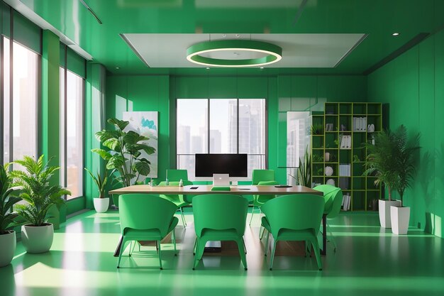 Green business meeting and working room on office