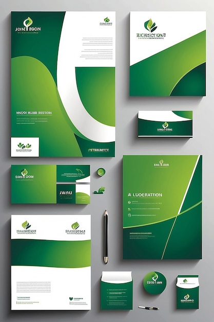Foto soluzioni di branding professionali per la cancelleria commerciale verde