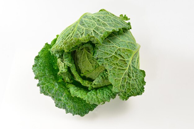 Green cabbage isolated on white background